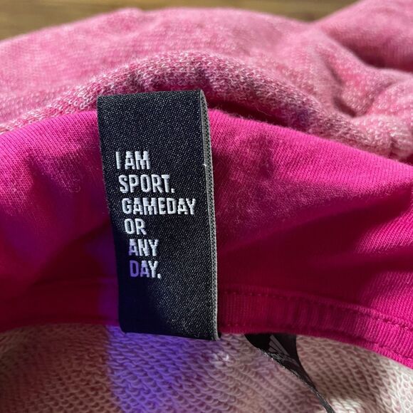 Adidas Womens Large Pink Pullover Hoodie Sweatshirt Kangaroo Pocket Hi Low Hem - Picture 6 of 8